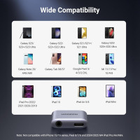 Зарядний пристрій UGREEN USB C на роз'єм 3,5 мм адаптер DAC PD 60 Вт швидка зарядка Type C, сірий