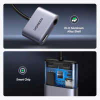 Зарядное устройство UGREEN USB C на разъем 3,5 мм адаптер DAC PD 60 Вт быстрая зарядка Type C, серый (my-16041)