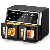 Двойная фритюрница TOMANTO объемом 10 л 10 предустановок для приготовления блюд, черный (my-13024)