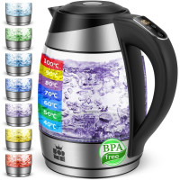 Электрический стеклянный чайник ForMe FKG-418 объемом 1,8 л, функция поддержания тепла, светодиодная подсветка (my-13112)