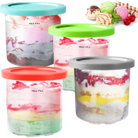 Контейнер Creami BYKITCHEN для морозива Ninja CREAMi NC300EU оранжевий, сірий (my-13034)