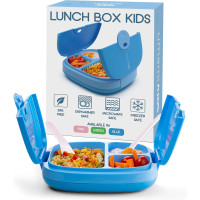 Дитячий Lunch Box Umami KidsBlue зі столовими приладами, 3 відділення, ідеальний розмір порцій для дітей віком від 4 до 12 років, синій (my-13109)