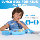 Детский Lunch Box Umami KidsBlue со столовыми приборами, 3 отделения, идеальный размер порций для детей от 4 до 12 лет, синий (my-13109)