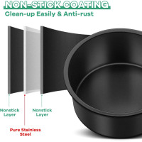 Набор из 2 4-дюймовых форм для выпечки TeamFar, мини-круглая форма для выпечки с антипригарным покрытием и сердцевиной из нержавеющей стали, черная (my-16124)
