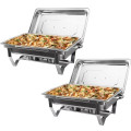 Набір із 2 предметів для фуршету WILPREP Chafing Dish, прямокутний набір із нержавіючої сталі для підігріву їжі, сріблястий (my-13110)