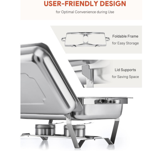 Набір із 2 предметів для фуршету WILPREP Chafing Dish, прямокутний набір із нержавіючої сталі для підігріву їжі, сріблястий (my-13110)