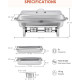 Набір із 2 предметів для фуршету WILPREP Chafing Dish, прямокутний набір із нержавіючої сталі для підігріву їжі, сріблястий (my-13110)