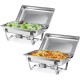 Набір із 2 предметів для фуршету WILPREP Chafing Dish, прямокутний набір із нержавіючої сталі для підігріву їжі, сріблястий (my-13110)