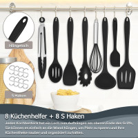 Набір кухонного приладдя TEAMFAR TF-044 17 предметів, термостійке чорне кухонне приладдя з тримачем для приладдя (my-16121)