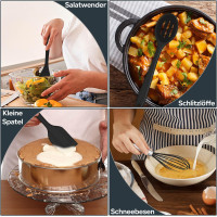 Набір кухонного приладдя TEAMFAR TF-044 17 предметів, термостійке чорне кухонне приладдя з тримачем для приладдя (my-16121)