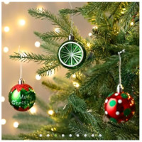 Набор пластиковых новогодних шаров Victor's Workshop 20 шт. 6 см, елочные игрушки, эльфийская тематика, красные, зеленые, белые, небьющиеся, с подвесками (my-16128)