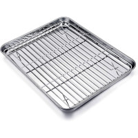 Набір деко та грат TeamFar, деко з нержавіючої сталі для випікання печива з решіткою для охолодження, 12,5 x 10 x 1 дюйм (my-16117)
