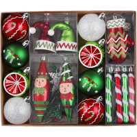 Подарочный набор рождественских шаров Victor's Workshop 40 шт. для рождественского украшения, красный, зеленый (my-16127)