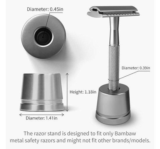 Подставка Bambaw для безопасной бритвы Double Edge, серебристая (my-16022)