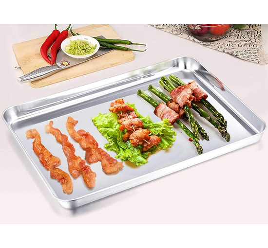 Деко для тостеру TeamFar, нержавіюча сталь, посуд для духовки, 16" x 12" x 1", нетоксичний та корисний для здоров'я (my-16119)