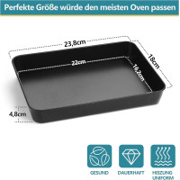 Противень для выпечки TEAMFAR, прямоугольная форма для выпечки из нержавеющей стали с антипригарным покрытием 23,8 x 18 x 5 см, черный (my-16014)
