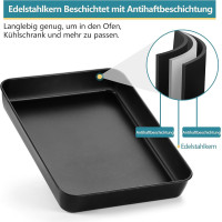 Противень для выпечки TEAMFAR, прямоугольная форма для выпечки из нержавеющей стали с антипригарным покрытием 23,8 x 18 x 5 см, черный (my-16014) Противень для выпечки TEAMFAR, прямоугольная форма для выпечки из нержавеющей стали с антипригарным покрытием 23,8 x 18 x 5 см, черный (my-16014)