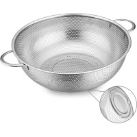Сито Herogo 28 см, кухонное сито из нержавеющей стали с ручкой, микроперфорированное сито для слива и ополаскивания овощей/фруктов/макаронных изделий (my-16112)