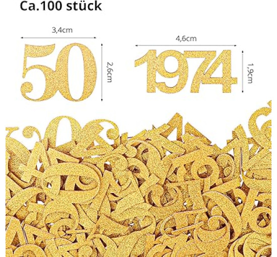 Украшение на 50-летие GoldRock Confetti 3,4-4,6 см, упаковка 100 шт, Золотой (my-13074)