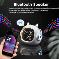 Будильник Luckyu Cat с Bluetooth-динамиком, 2 группы независимых будильников, порт USB для зарядки, ночник белый (my-11083)