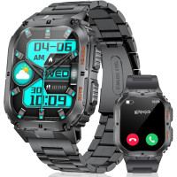 Умные часы для мужчин LIGE 1,96-дюймовый AMOLED HD экран 100+ спортивных режимов с функцией Bluetooth-звонка черные (my-11139)