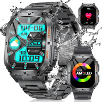 Умные часы LIGE для мужчин с функцией звонков по Bluetooth 1,95-дюймовым AMOLED-экраном и аккумулятором 400 мАч серый (my-8077)