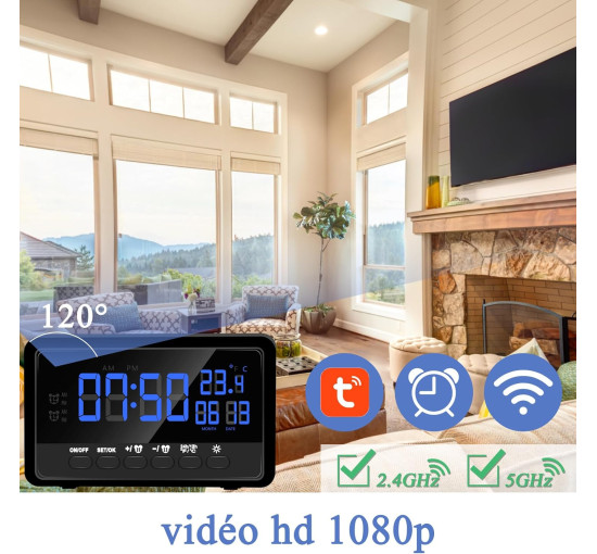 Умный будильник Nisanmoon YQ300 с встроенной камерой наблюдения, Wi-Fi 2.4/5 ГГц, Full HD 1080P (my-19030)