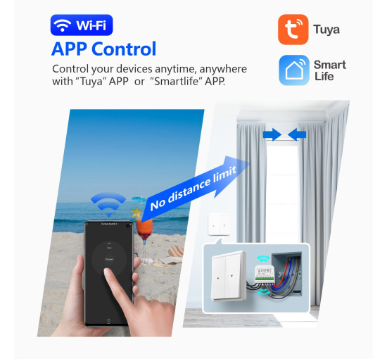 Модуль интеллектуального контроллера рольставней DieseRC WIFI с радиочастотным пультом дистанционного управления 433 МГц (my-16035)