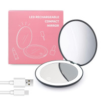 Косметичне дзеркало Wobsion з LED підсвічуванням та 1X/10X збільшенням чорне (my-11052)