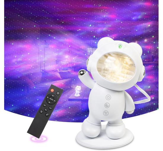 Проектор Mexllex Galaxy, потолочный проектор звездного неба Little Bear таймер, пульт дистанционного управления и регулируемый угол наклона 360°, сине-фиолетовый (my-16110)