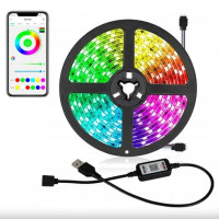 Светодиодная LED лента RGB 5050 с приложением Bluetooth комплект 2 метра водостойкая от USB (my-11121)