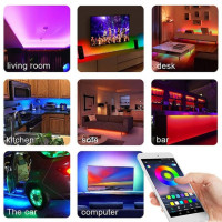 Светодиодная LED лента RGB 5050 с приложением Bluetooth комплект 2 метра водостойкая от USB (my-11121)
