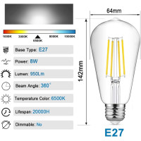 Світлодіодні лампочки EXTRASTAR ST64 Vintage LED 8 Вт E27 (my-6146)