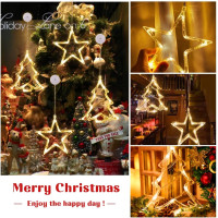 Світлодіодні зірки CHMMY, різдвяні вогні на ялинку, комплект 2 зірки 2 ялинки, що працюють від батарейок з присосками (my-16109)