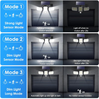 Вуличні світильники Pxwaxpy SLF07225 на сонячних батареях із датчиком руху, 2500 лм, 330°, ширококутні сонячні прожектори чорні (my-11053)