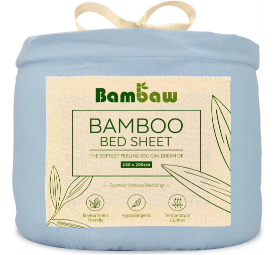 Чохол для матраца Bambaw на резинці з глибокою кишенею, захистом від пилових кліщів 140x200 світло-блакитна (my-16076)