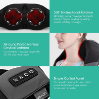 Массажер VOYOR-HEALTH PJ100 для шеи и спины с подогревом, глубокий 4D-массаж, для использования дома, в машине, черный (my-13004)