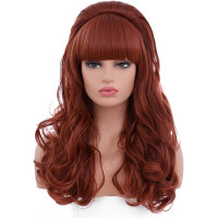 Довгий кучерявий хвилястий костюмний перуку 80-х BESTUNG #642E25 мідно-червоний, жіночий (my-16153)