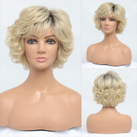 Модный парик для женщин BESTUNG 613 #C1AE8D, парик волнистый с челкой, синтетический, блондинка (my-16148)