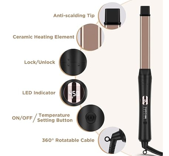 Набір щипців для завивки волосся PARWIN PRO BEAUTY HT0295 5 в 1, температура до 450F, світлодіодний дисплей (my-13100)