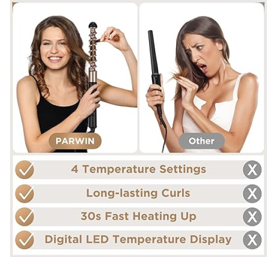 Набір щипців для завивки волосся PARWIN PRO BEAUTY HT0295 5 в 1, температура до 450F, світлодіодний дисплей (my-13100)