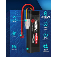 Акумулятор HOOVO 2S 7,4 В 50C 4000 мАг LiPo з Т-подібним штекером для радіокерованих машин 2шт (my-19170)