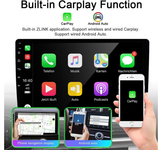 Автомобільна магнітола GOJOHO CarNav Fiat 500 Radio з GPS-навігацією CarPlay, 7 дюймів (my-19126)