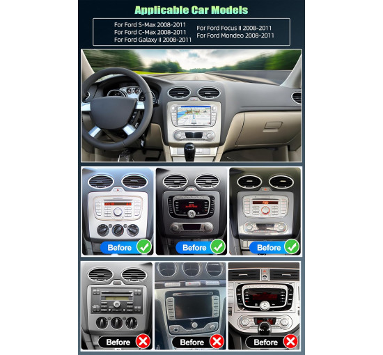 Автомобильная магнитола SIXTOP SH1AM25TOP 2G+64G Android 13 для Ford Focus 7 дюймов, GPS, Wi-Fi, Bluetooth, FM (my-19116)