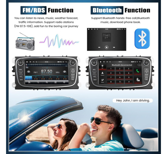 Автомобильная магнитола SIXTOP SH1AM25TOP 2G+64G Android 13 для Ford Focus 7 дюймов, GPS, Wi-Fi, Bluetooth, FM (my-19116)
