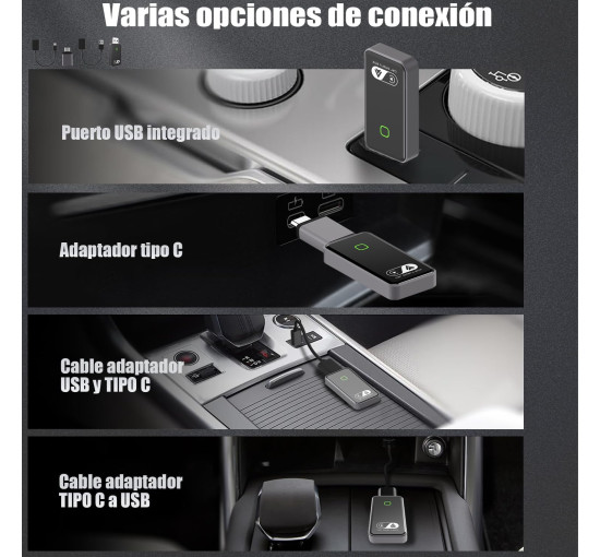 Бездротовий адаптер GreenVacShop Carplay для iOS та Android, Bluetooth FM-передавач (my-19180)