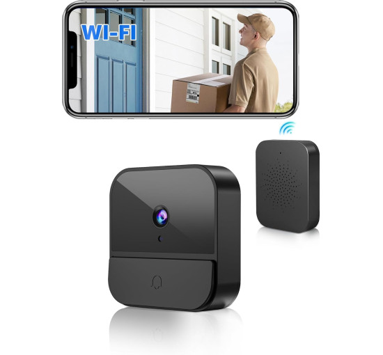 Дверний бездротовий відеодзвінок BETTERMO M1 з камерою, камера відеоспостереження з роздільною здатністю 1080P, чорний (my-19158) Дверний бездротовий відеодзвінок BETTERMO M1 з камерою, камера відеоспостереження з роздільною здатністю 1080P, чорний (my-19158)