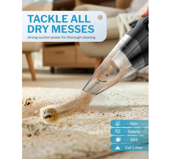 Беспроводной ручной пылесос Powools AK-007A с 2 фильтрами, оранжевый (my-19173)