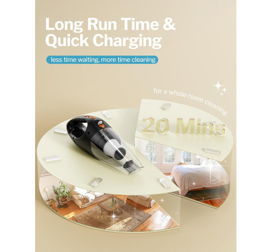 Беспроводной ручной пылесос Powools AK-007A с 2 фильтрами, оранжевый (my-19173)