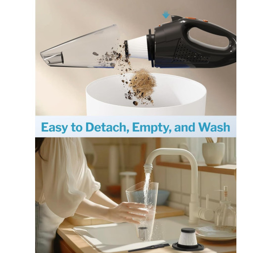 Беспроводной ручной пылесос Powools AK-007A с 2 фильтрами, оранжевый (my-19173)